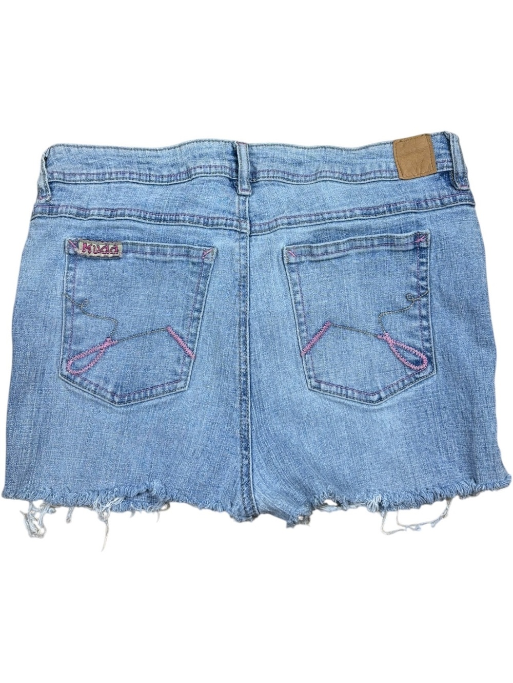 Mudd Y2K Pink Floral Embroidered Denim Mini Shorts - Picture 2 of 4